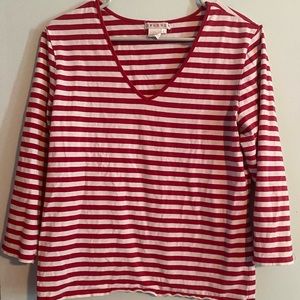 Spanner Red and White Striped Long Sleeve Size L